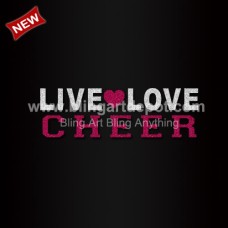 Live Heart Cheer Iron On Transfer Glitter Vinyl